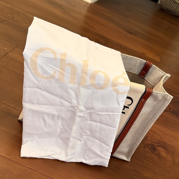 Chloé Canvas Linen Tote Bag with Leather Trim & Dust Bag - Natural & Tan - Picture 8 of 8